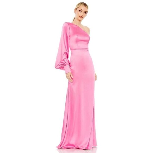 Ieena for Mac Duggal 26712 One Sleeve Satin Dress Pink sz 18 - Picture 1 of 15